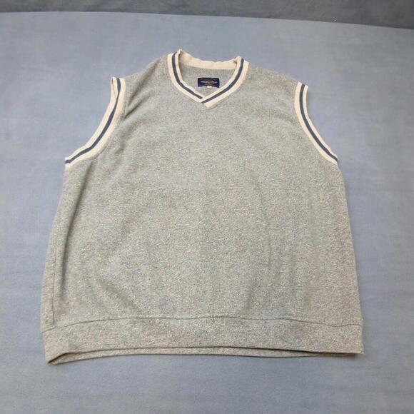 Straight Down V Neck Vest Men's XL Gray Stretch Cotton Blend Golf Casual Preppy - Picture 2 of 8